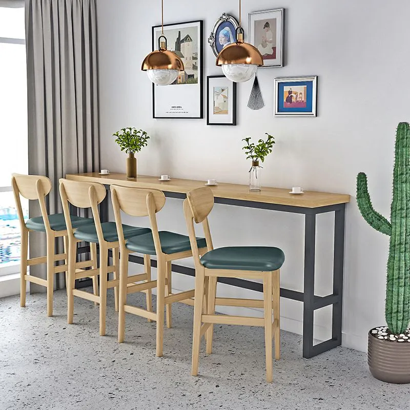 Table de pub rectangulaire moderne 1/2/5/9 pièces, ensemble de comptoir en bois pour salle à manger Clearhalo