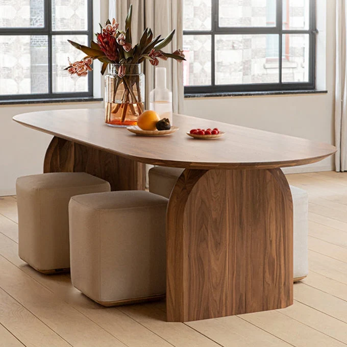 Table de réunion en bois massif, bureau à domicile, bureau d'écriture moderne ovale Clearhalo