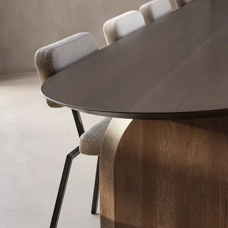 Table de réunion en bois massif, bureau à domicile, bureau d'écriture moderne ovale Clearhalo