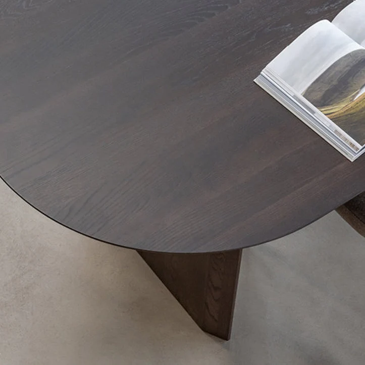 Table de réunion en bois massif, bureau à domicile, bureau d'écriture moderne ovale Clearhalo