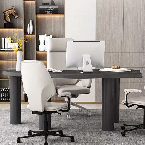 Table de réunion en bois massif, bureau à domicile, bureau industriel de forme libre Clearhalo