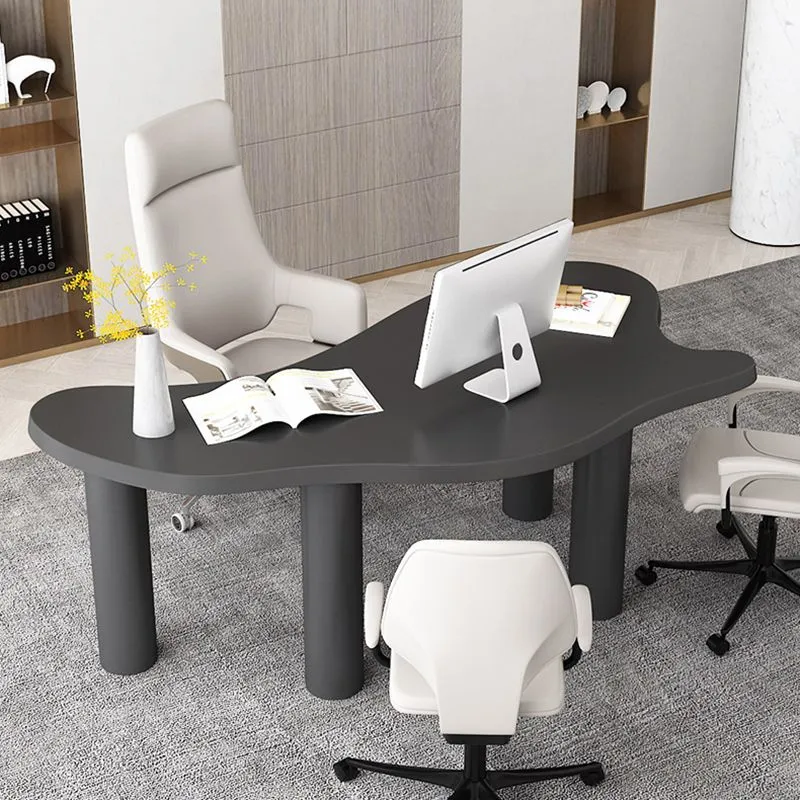Table de réunion en bois massif, bureau à domicile, bureau industriel de forme libre Clearhalo