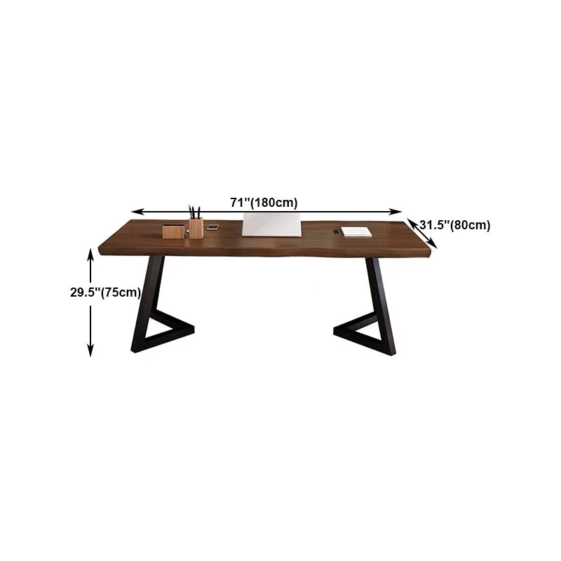 Table de réunion en bois massif, bureau à domicile, bureau d'écriture de simplicité de forme libre Clearhalo