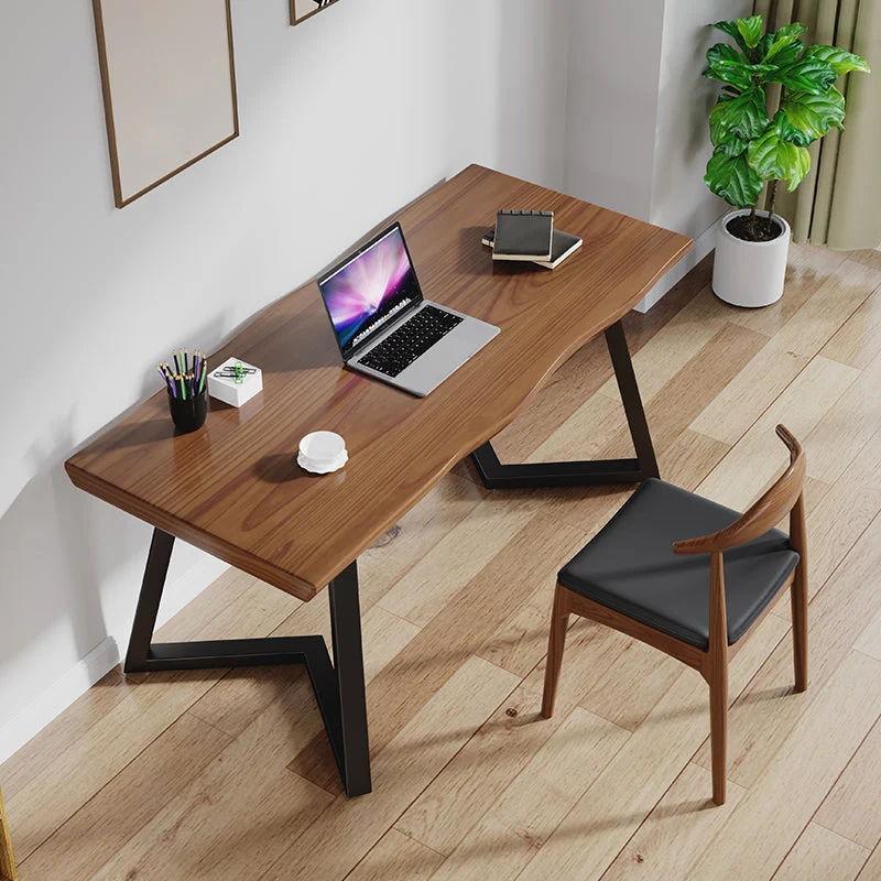 Table de réunion en bois massif, bureau à domicile, bureau d'écriture de simplicité de forme libre Clearhalo