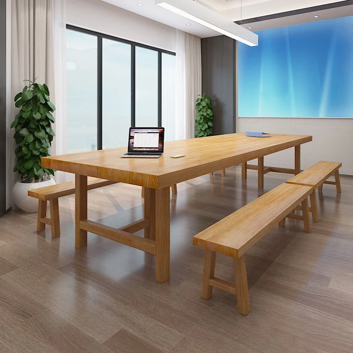 Table de réunion en bois massif, table d'écriture fixe simple pour le bureau et la maison Clearhalo