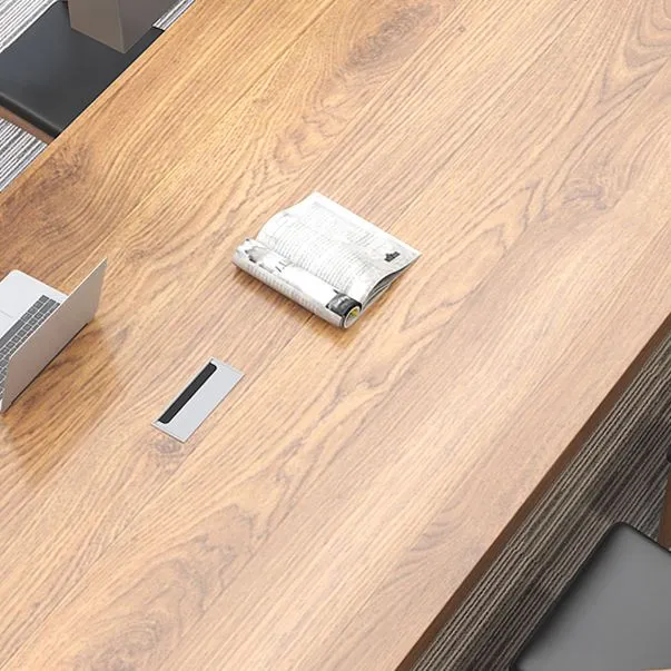 Table de réunion de bureau, bureau d'écriture moderne de forme ovale avec bois massif Clearhalo