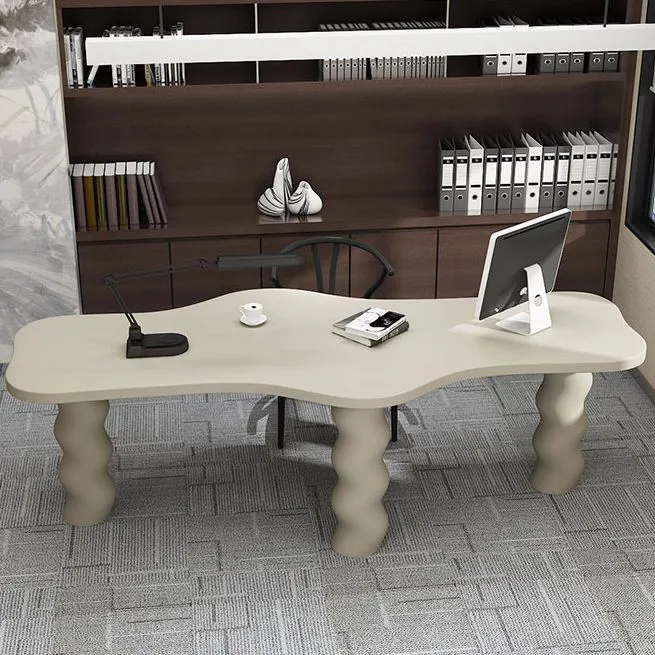 Table de réunion de forme libre, bureau à domicile, bureau industriel en bois massif Clearhalo