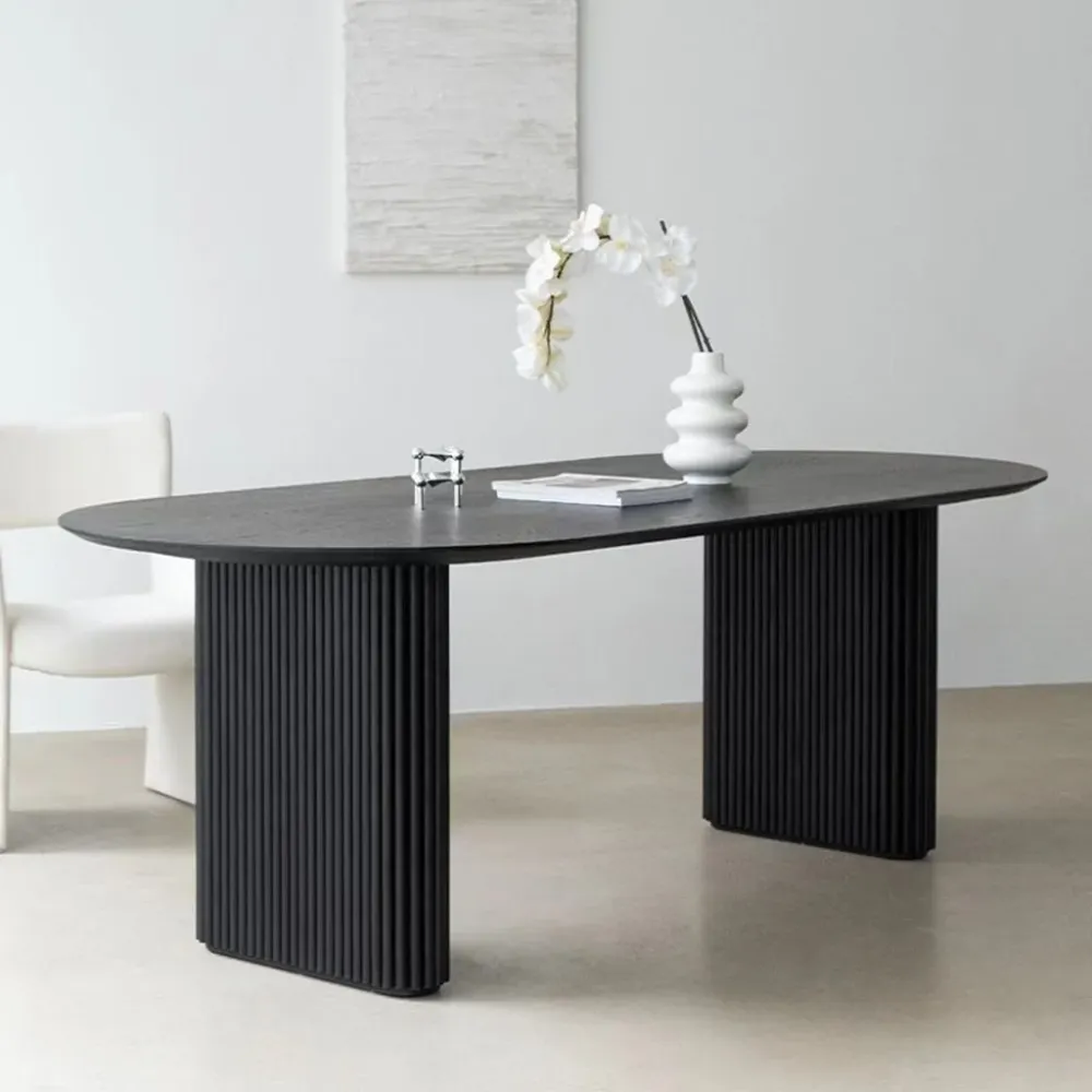 Table de réunion de forme ovale moderne, bureau d'écriture à domicile en bois massif Clearhalo