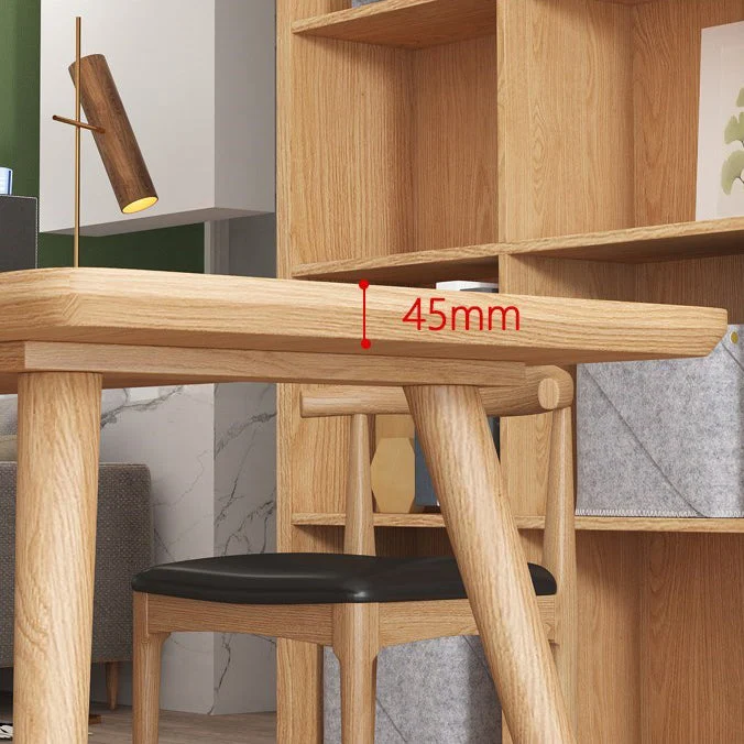 Table de réunion incurvée en bois massif, bureau à domicile, bureau d'écriture moderne Clearhalo