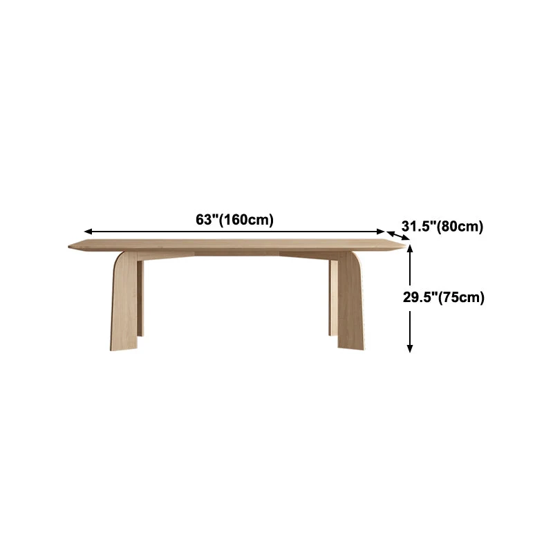 Table de réunion incurvée bureau à domicile bureau d'écriture moderne en bois massif Clearhalo