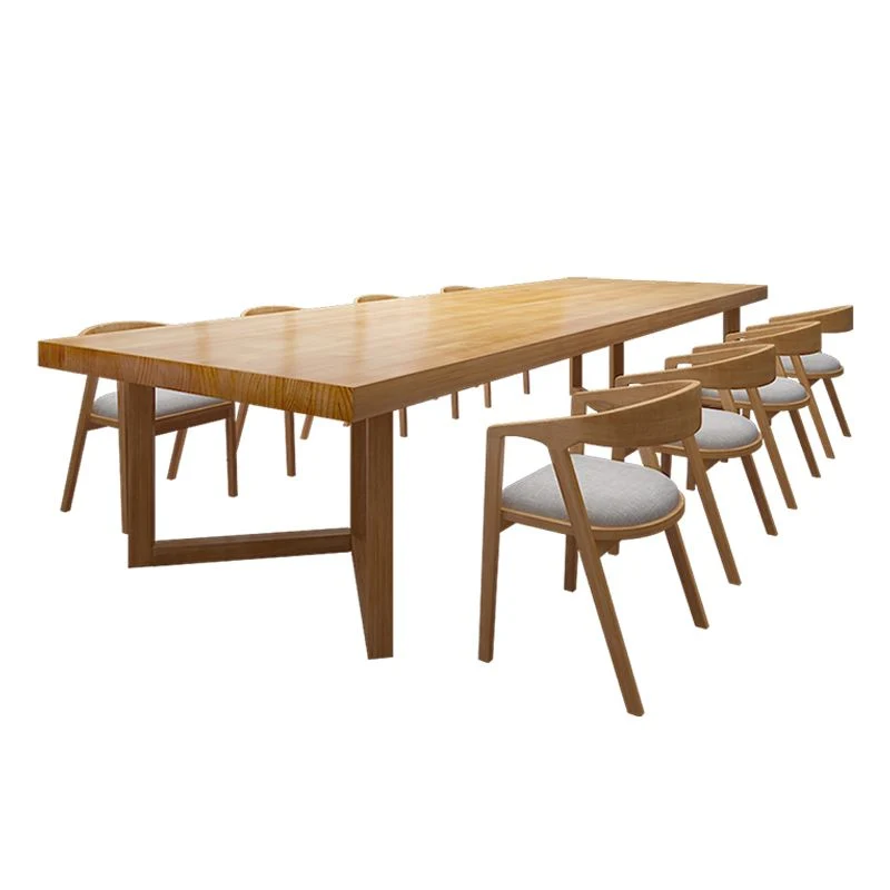 Table de réunion rectangulaire en bois massif, bureau d'écriture moderne Clearhalo