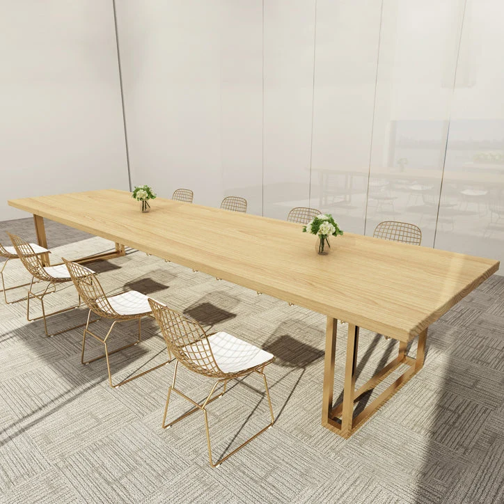 Table de réunion rectangulaire en bois massif, bureau d'écriture Glam pour bureau à domicile Clearhalo
