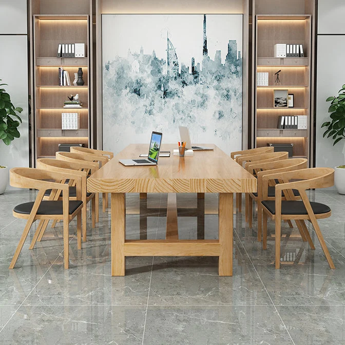 Table de réunion rectangulaire en bois massif, bureau à domicile, bureau de travail moderne Clearhalo