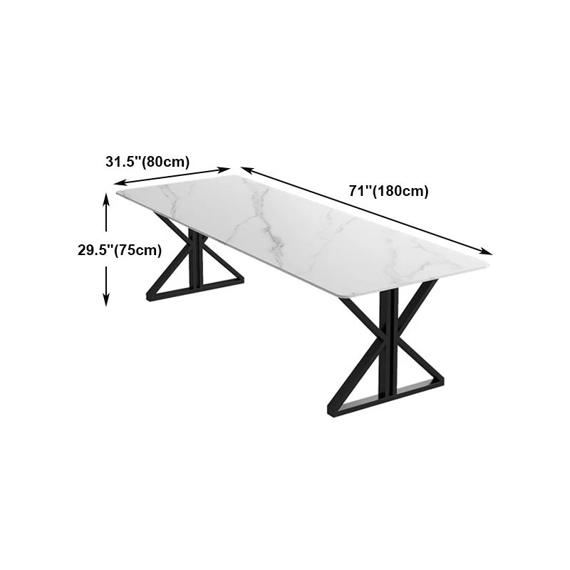 Table de réunion rectangulaire Bureau industriel en pierre frittée Clearhalo