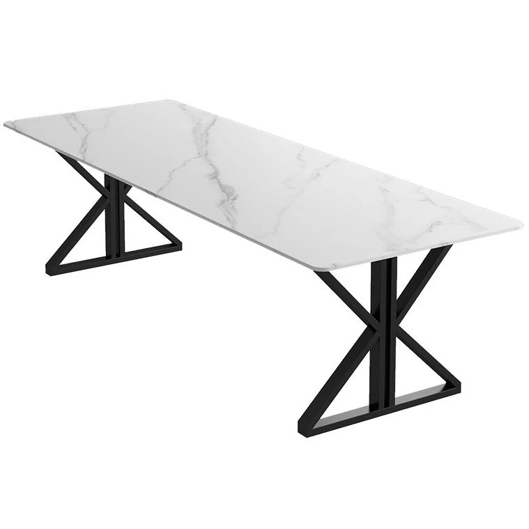 Table de réunion rectangulaire Bureau industriel en pierre frittée Clearhalo