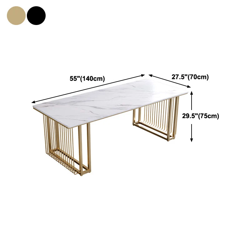 Table de réunion rectangulaire simple, bureau de travail fixe en pierre pour le bureau Clearhalo