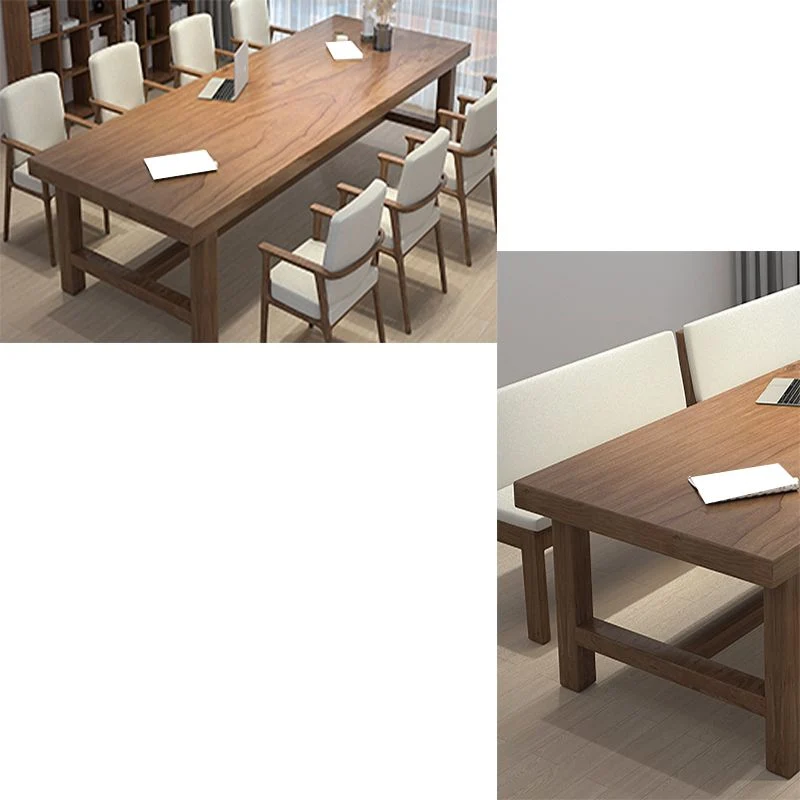 Table de salon en bois massif, bureau rectangulaire marron, hauteur 29,5 pouces Clearhalo