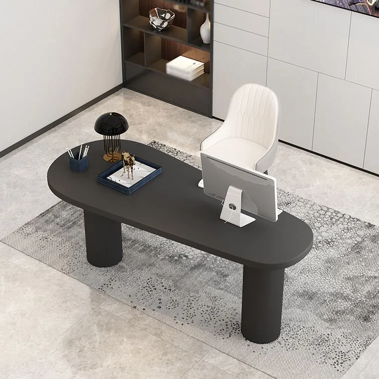 Table de travail en bois massif, bureau à domicile, bureau industriel de forme libre Clearhalo