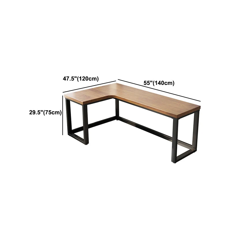 Table de travail en bois massif de pin, table de bureau en forme de L de style industriel Clearhalo