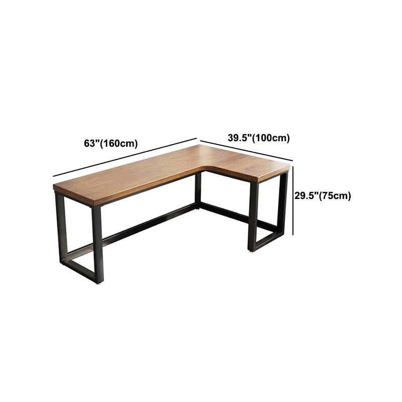 Table de travail en bois massif de pin, table de bureau en forme de L de style industriel Clearhalo