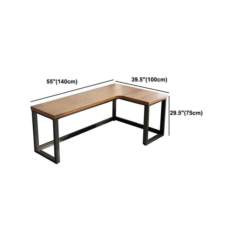 Table de travail en bois massif de pin, table de bureau en forme de L de style industriel Clearhalo