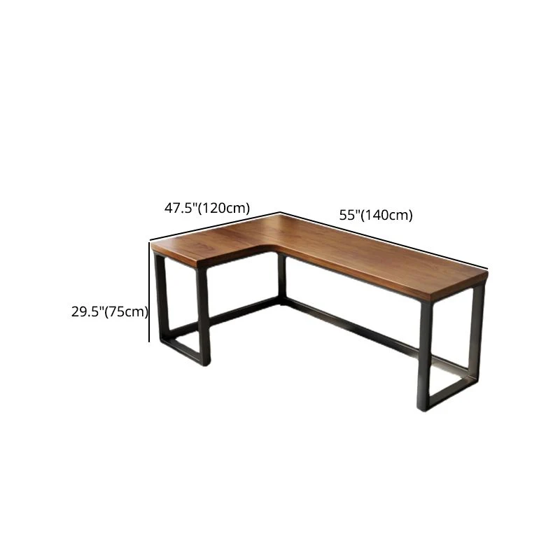 Table de travail à domicile en bois massif, table d'écriture industrielle en forme de L Clearhalo