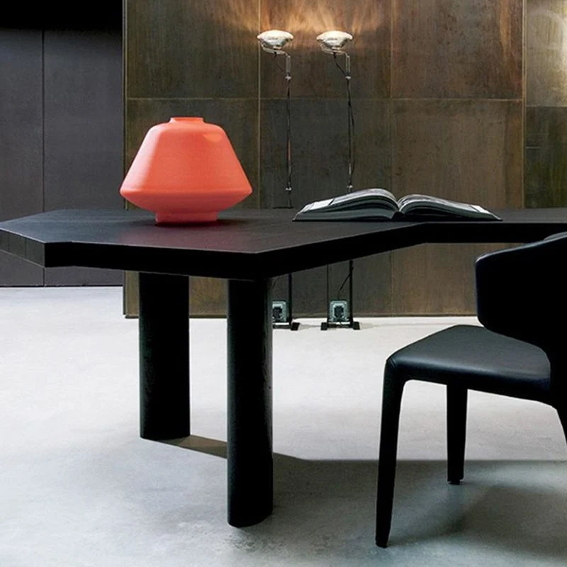 Table de travail à domicile de forme libre de bureau industriel en bois massif Clearhalo