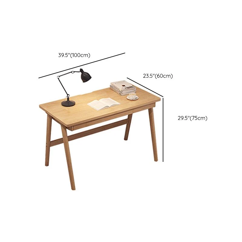 Table de travail à domicile de forme rectangulaire, bureau d'écriture en bois marron/naturel Clearhalo