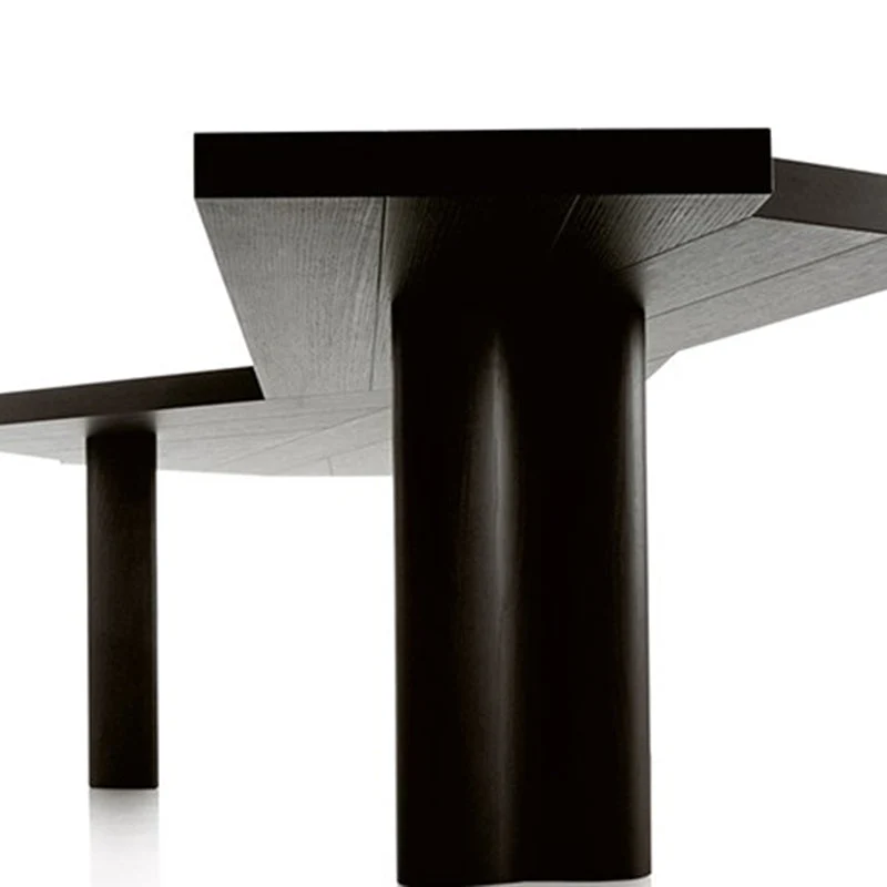 Table de travail fixe en bois massif de bureau industriel de forme libre Clearhalo