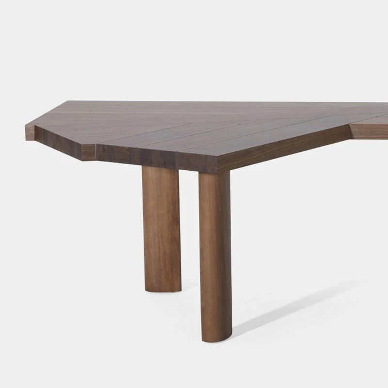 Table de travail fixe en bois massif de bureau industriel de forme libre Clearhalo