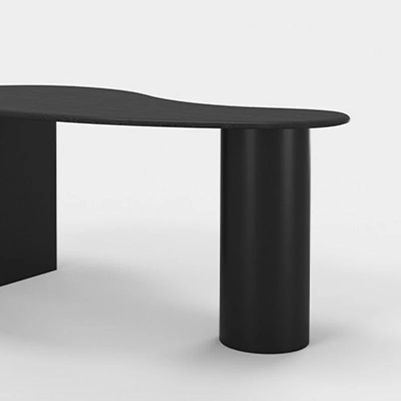 Table de travail fixe de forme libre de bureau industriel en bois massif Clearhalo