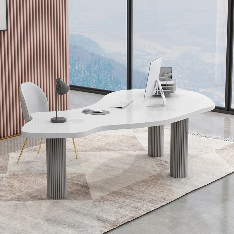 Table de travail de forme libre, bureau à domicile, bureau industriel en bois massif Clearhalo