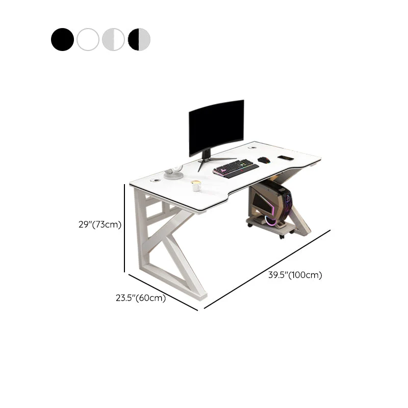 Table de travail de forme rectangulaire de bureau d'ordinateur de style moderne en pierre avec 2 pieds pour la maison Clea...