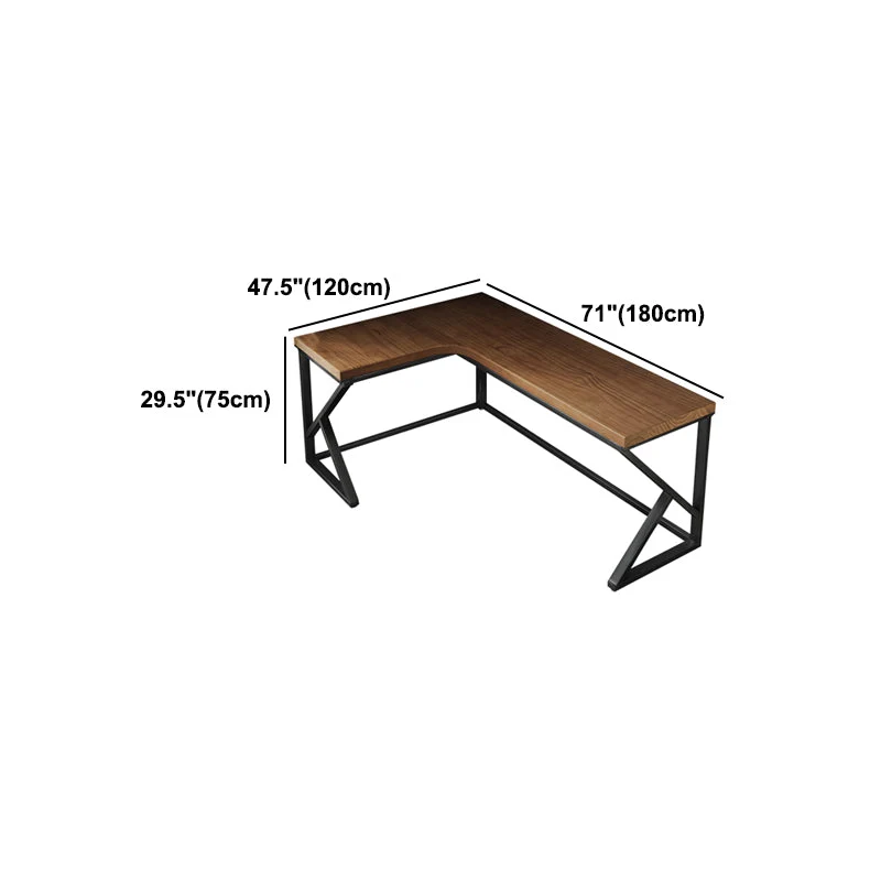 Table de travail en forme de L Table de bureau fixe industrielle en bois massif Clearhalo