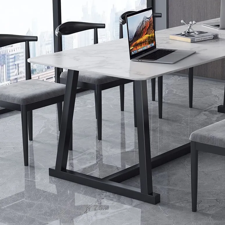 Table de travail incurvée en marbre, bureau d'écriture fixe de luxe pour bureau à domicile Clearhalo