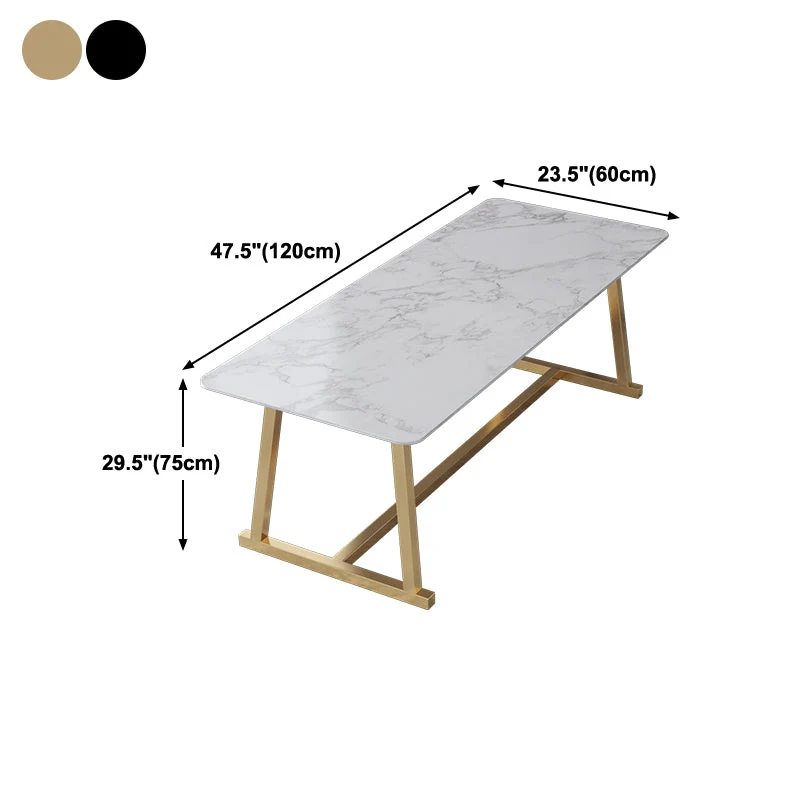 Table de travail incurvée en marbre, bureau d'écriture fixe de luxe pour bureau à domicile Clearhalo
