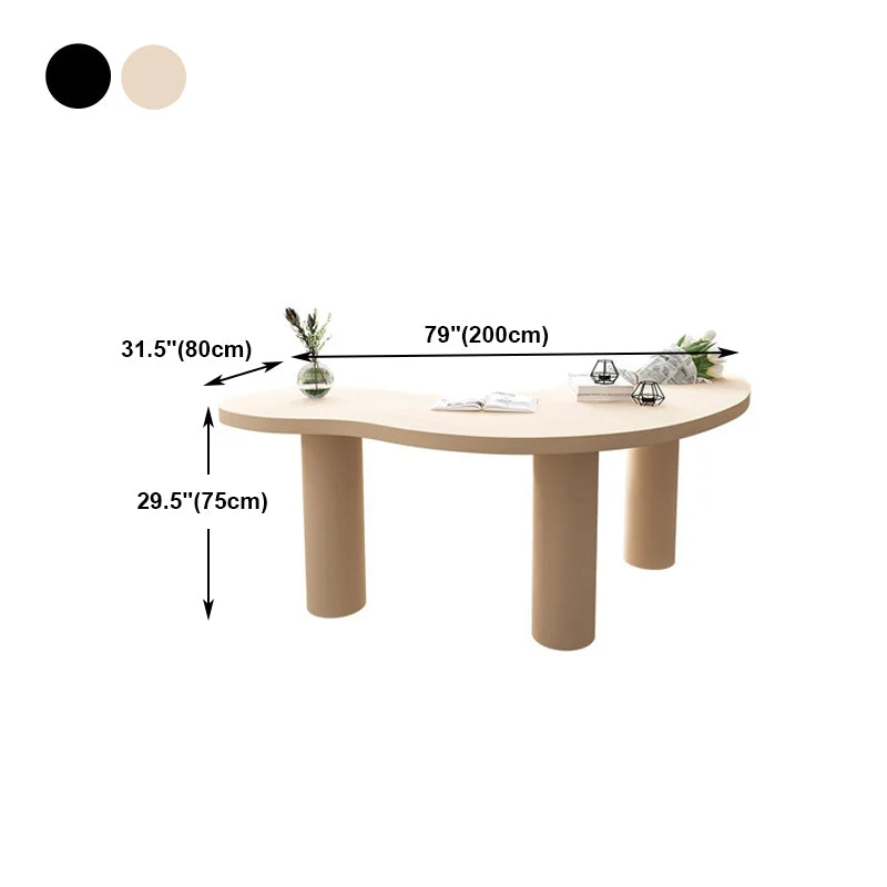 Table de travail industrielle en bois massif de forme libre, avec 3 pieds Clearhalo