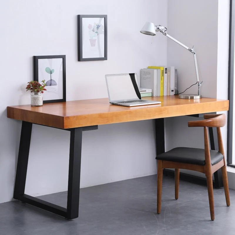 Table de travail rectangulaire en bois massif, bureau fixe, bureau d'écriture moderne Clearhalo