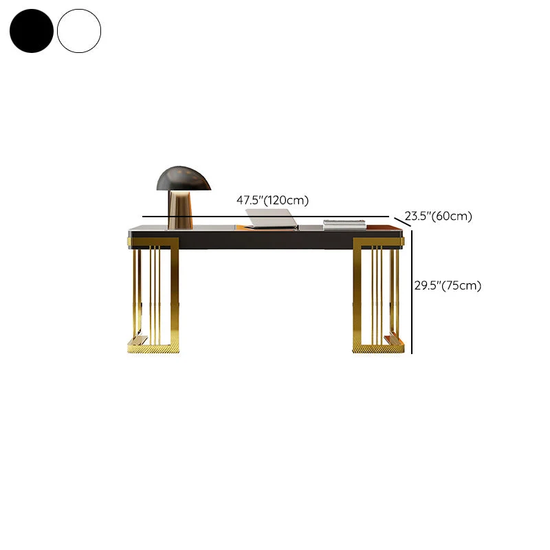 Table de travail rectangulaire de bureau, bureau d'écriture en verre contemporain Clearhalo
