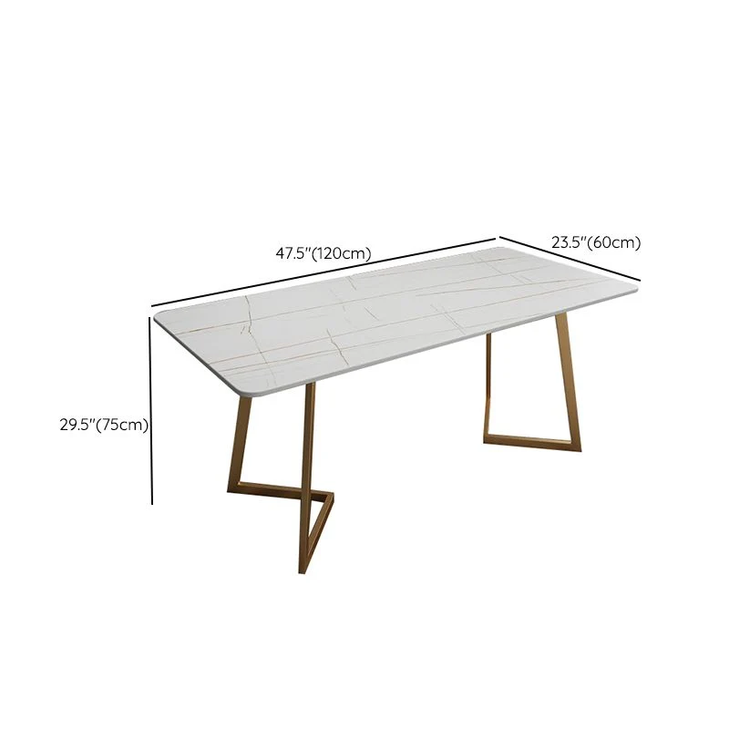 Table de travail de style moderne, bureau d'écriture blanc en pierre frittée Clearhalo