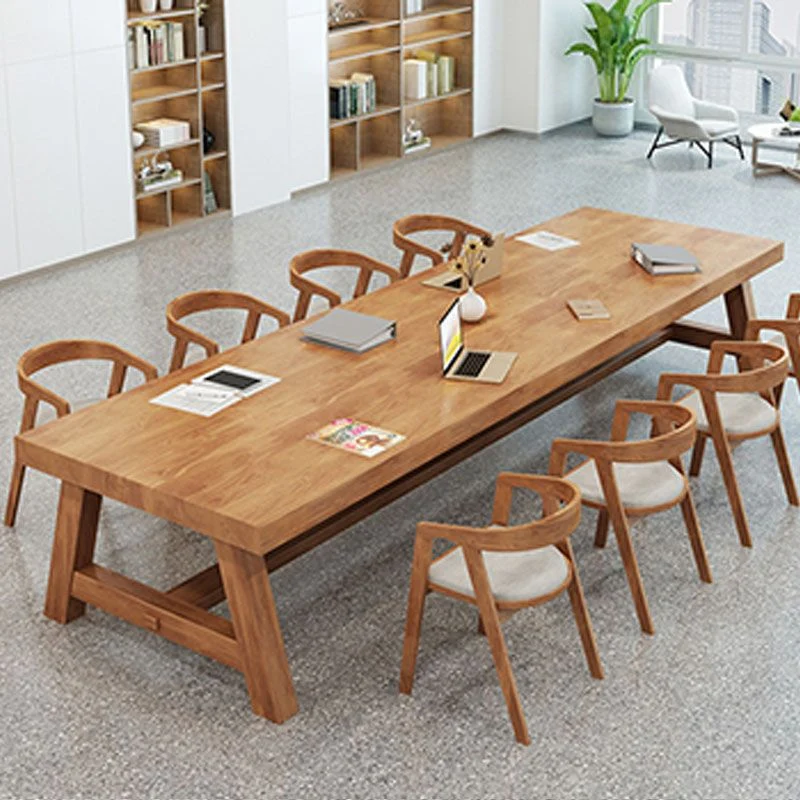 Table à tréteaux en bois de table rectangulaire de 30 pouces de hauteur pour la maison Clearhalo