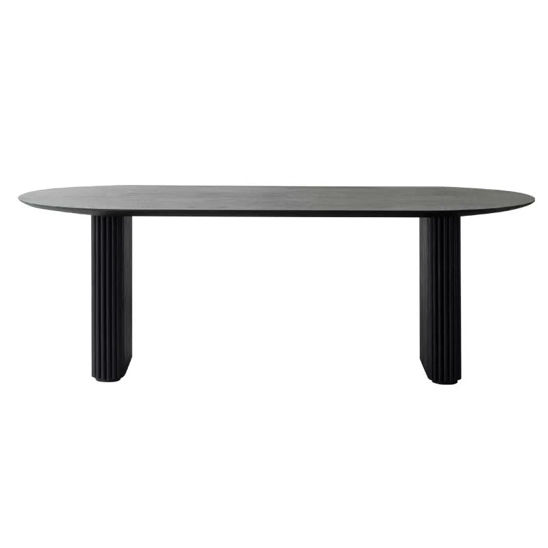 Tables de conférence de bureau de forme ovale, bureaux d'écriture en bois noirs Clearhalo