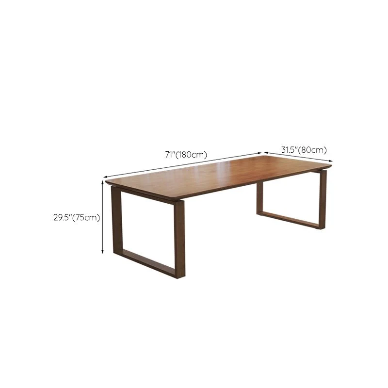Tables de conférence de bureau de forme rectangulaire, bureau d'écriture en bois marron Clearhalo