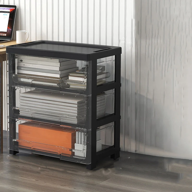 Tiroirs d'armoire en acrylique modernes et classeur sur pied pour le bureau à domicile Clearhalo