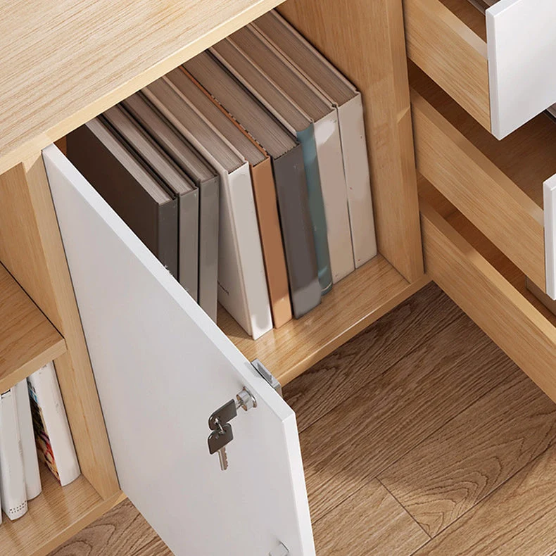 Tiroirs verrouillables en bois et armoire de rangement avec roulettes, armoire moderne du milieu du siècle Clearhalo