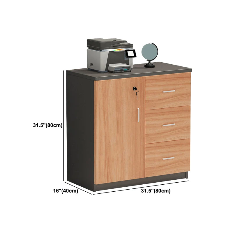 Tiroirs verrouillables en bois d'armoire moderne et classeur latéral de stockage Clearhalo