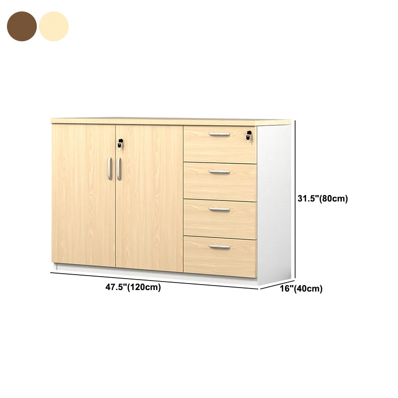 Tiroirs verrouillables d'armoire en bois moderne et classeur latéral de stockage Clearhalo