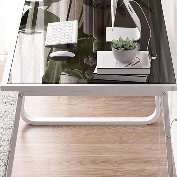 Verre rectangulaire de bureau d'écriture miroir contemporain pour bureau à domicile Clearhalo