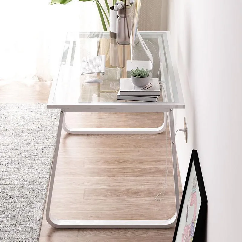 Verre rectangulaire de bureau d'écriture miroir contemporain pour bureau à domicile Clearhalo