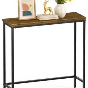 Console table style industriel en metal et MDF 75x24x75 cm Marron